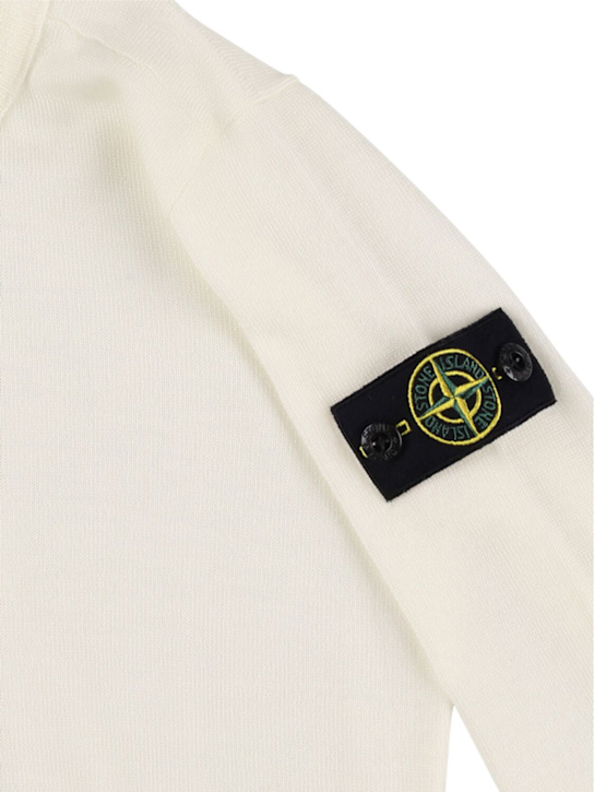 Stone Island Junior: Wool knit turtleneck sweater - ナチュラル - kids-boys_1 | Luisa Via Roma