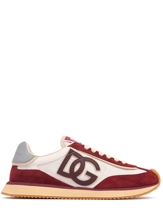 Dolce&Gabbana: Aria nylon lace-up sneakers - Bordeaux/Beige - women_0 | Luisa Via Roma