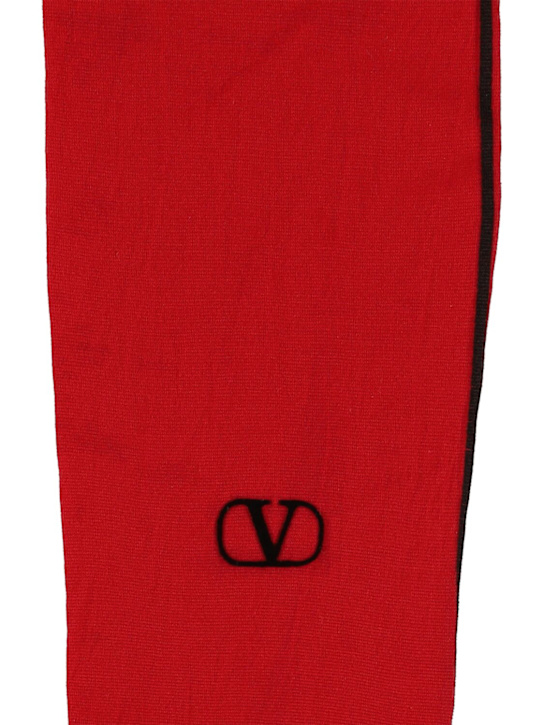 Valentino: Logo lace striped tights - Red - women_1 | Luisa Via Roma