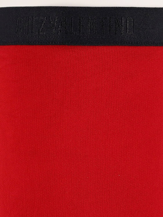 Valentino: Logo lace striped tights - Red - women_0 | Luisa Via Roma