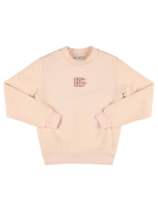 Dolce&Gabbana: Embellished cotton sweatshirt - ピンク - kids-girls_0 | Luisa Via Roma