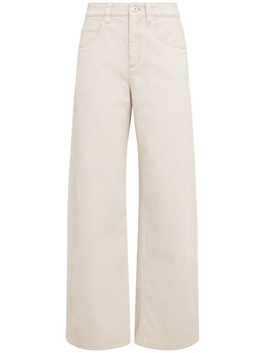 Brunello Cucinelli: Denim wide leg jeans - White - women_0 | Luisa Via Roma