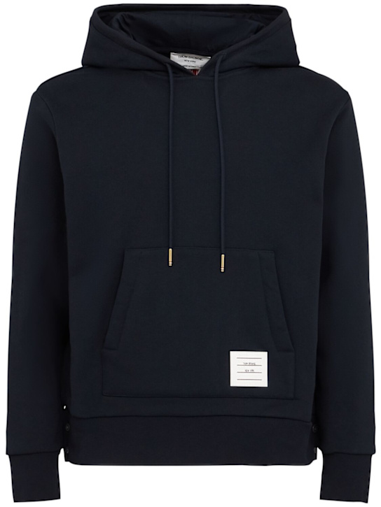 Thom Browne: Hooded cotton jersey sweatshirt - men_0 | Luisa Via Roma