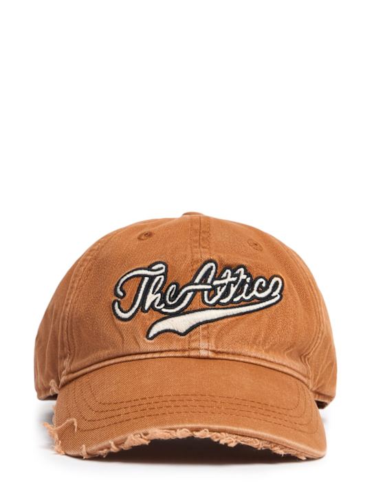 The Attico: Logo cotton baseball cap - Camel - women_0 | Luisa Via Roma