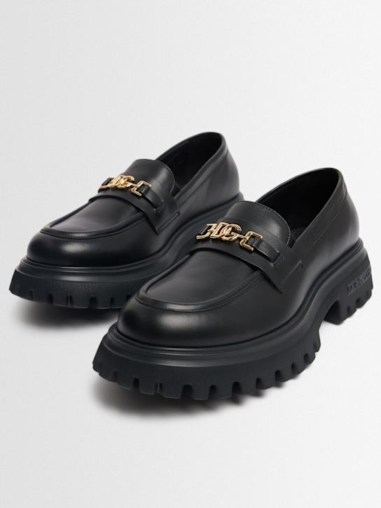 Dolce&Gabbana: Leather loafers - Black - kids-boys_1 | Luisa Via Roma