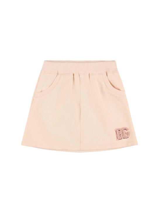 Dolce&Gabbana: Embellished cotton sweat skirt - ピンク - kids-girls_0 | Luisa Via Roma
