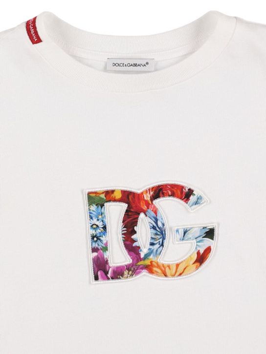 Dolce&Gabbana: Embroidered cotton jersey t-shirt - ホワイト - kids-girls_1 | Luisa Via Roma