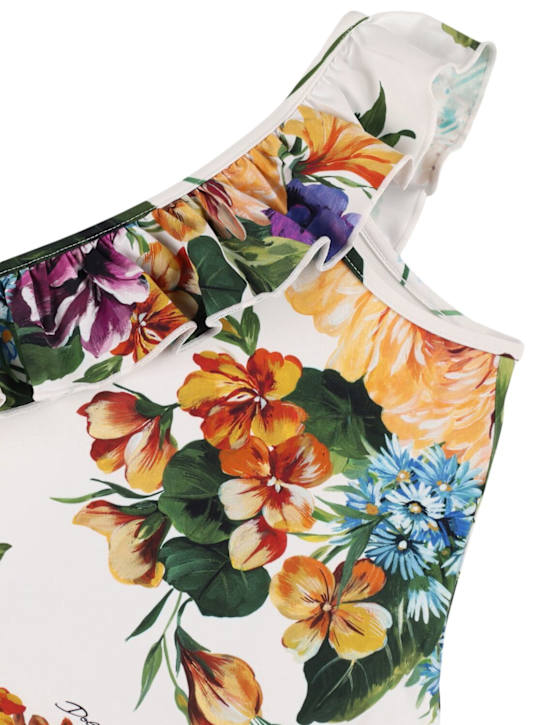 Dolce&Gabbana: Bañador entero de lycra estampado - Blanco/Multi - kids-girls_1 | Luisa Via Roma