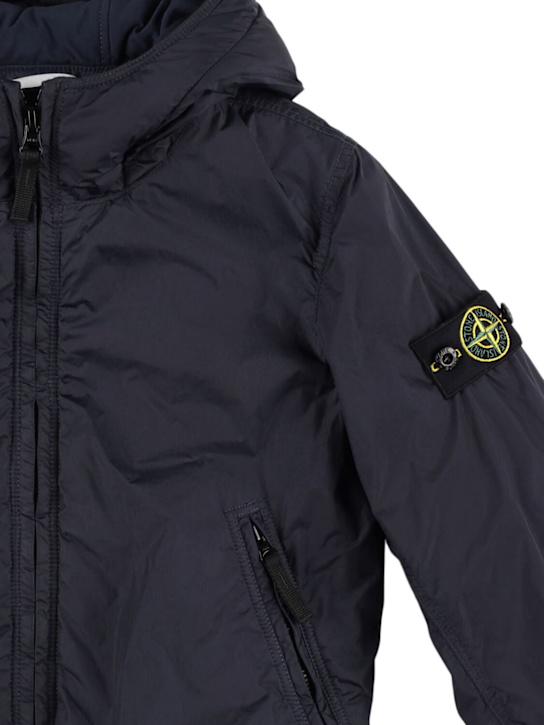 Stone Island Junior: Hooded nylon bomber jacket - ネイビー - kids-girls_1 | Luisa Via Roma