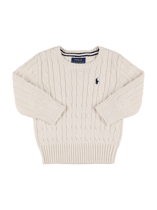 Polo Ralph Lauren: Suéter de punto grueso de algodón - Blanco - kids-girls_0 | Luisa Via Roma