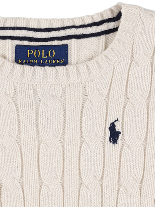 Polo Ralph Lauren: Suéter de punto grueso de algodón - Blanco - kids-girls_1 | Luisa Via Roma