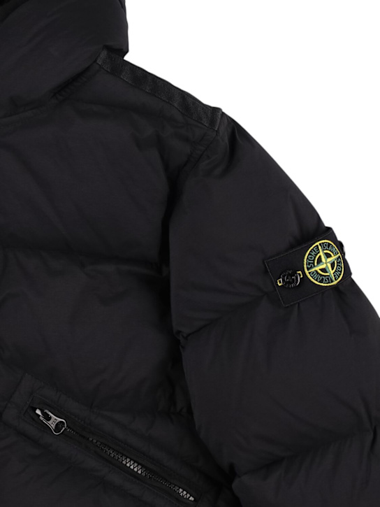 Stone Island Junior: Hooded nylon down jacket - ブラック - kids-boys_1 | Luisa Via Roma