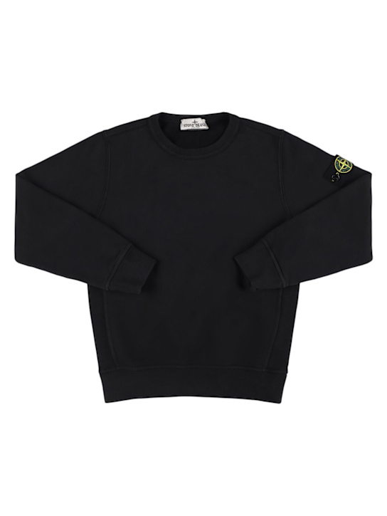 Stone Island Junior: Organic cotton sweatshirt - Black - kids-boys_0 | Luisa Via Roma