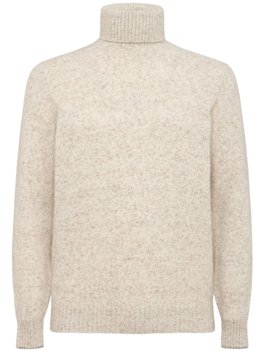 Brunello Cucinelli: Alpaca blend knit turtleneck sweater - Beige - men_0 | Luisa Via Roma