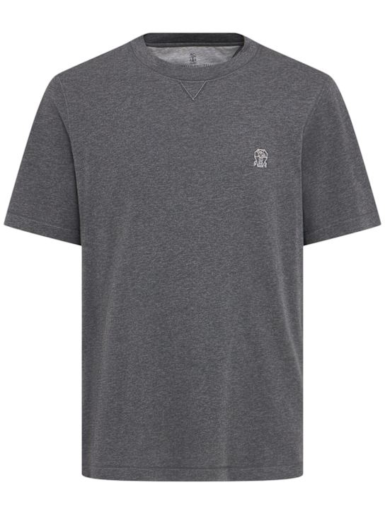 Brunello Cucinelli: Brunello Cucinelli logo cotton t-shirt - Grey - men_0 | Luisa Via Roma