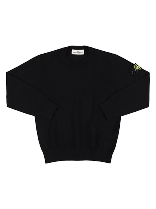 Stone Island Junior: Wool knit turtleneck sweater - Black - kids-boys_0 | Luisa Via Roma