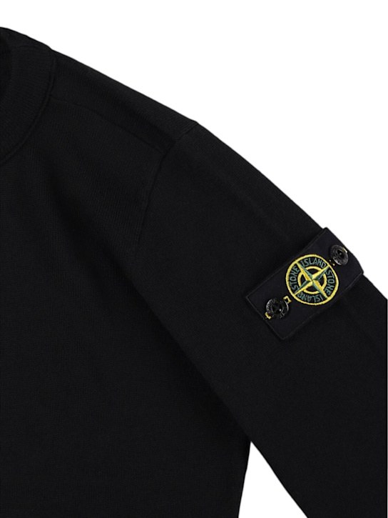 Stone Island Junior: Wool knit turtleneck sweater - Black - kids-boys_1 | Luisa Via Roma