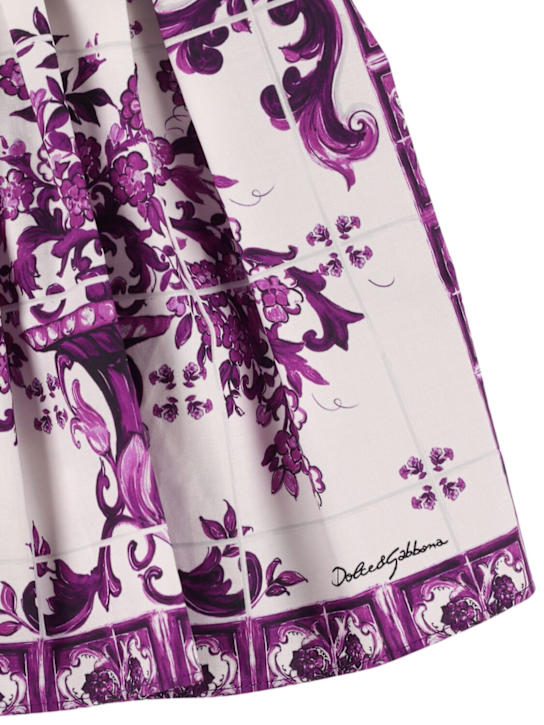 Dolce&Gabbana: Printed cotton poplin dress - ホワイト/パープル - kids-girls_1 | Luisa Via Roma