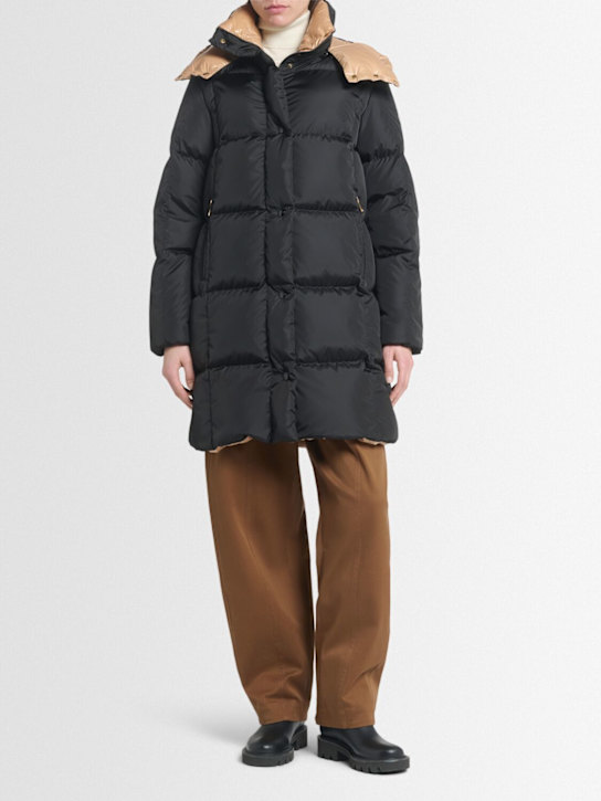 Moncler: Litte nylon long down jacket - women_1 | Luisa Via Roma