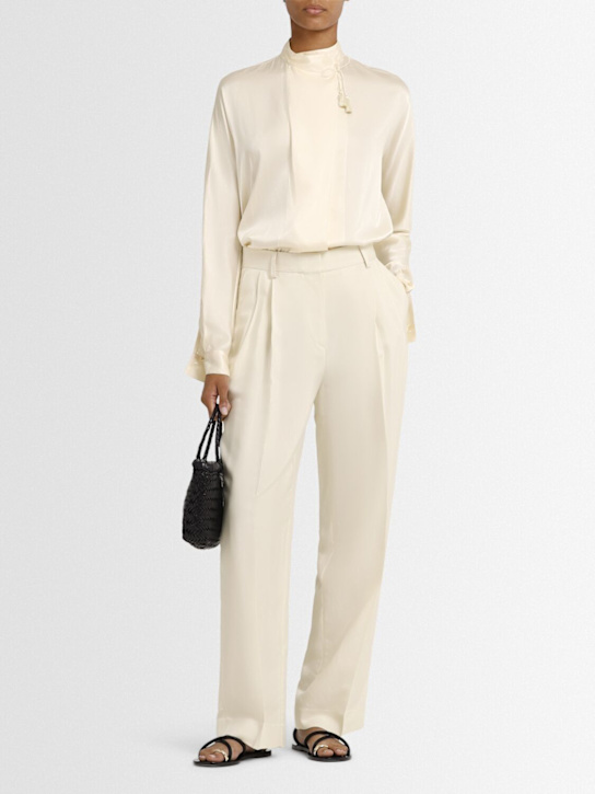 Forte_forte: Heavy stretch silk satin kimono shirt - women_1 | Luisa Via Roma