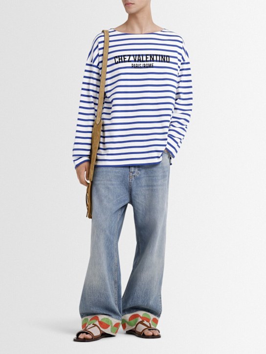 Valentino: Logo cotton jersey l/s t-shirt - men_1 | Luisa Via Roma