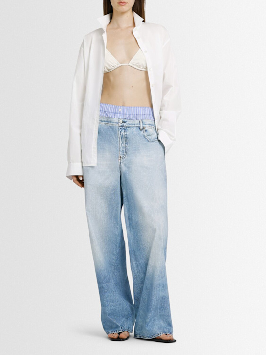 Acne Studios: Pubblea wide jeans w/double waistband - Blue - women_1 | Luisa Via Roma