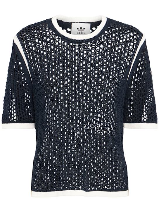 adidas Originals: Wales Bonner オープンニット Tシャツ - women_0 | Luisa Via Roma