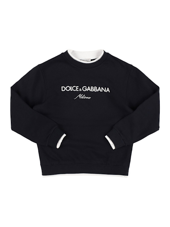 Dolce&Gabbana: Printed cotton sweatshirt - ダークブルー - kids-boys_0 | Luisa Via Roma
