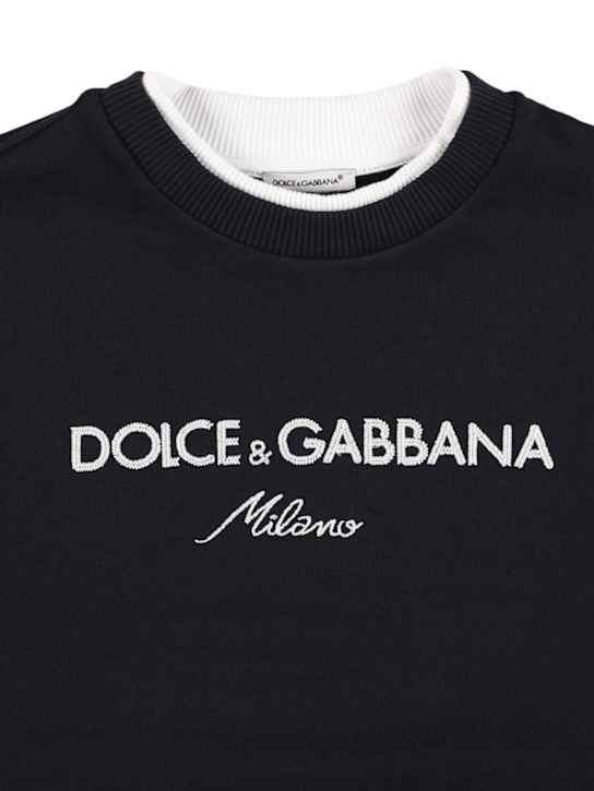 Dolce&Gabbana: Printed cotton sweatshirt - ダークブルー - kids-boys_1 | Luisa Via Roma