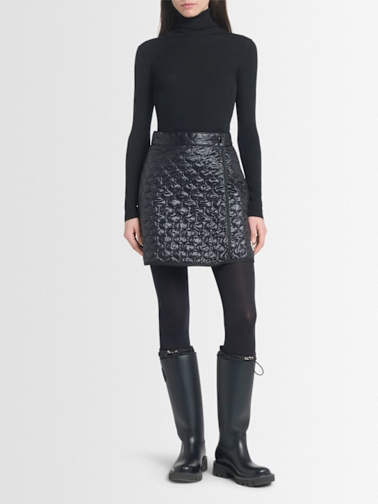 Moncler: Square nylon quilted padded mini skirt - women_1 | Luisa Via Roma