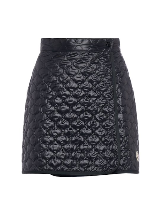 Moncler: Square nylon quilted padded mini skirt - women_0 | Luisa Via Roma