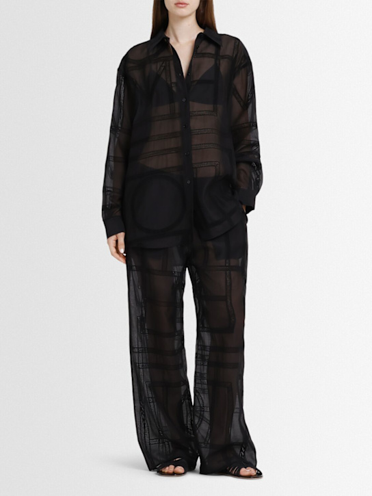 Toteme: Classic organic cotton blend shirt - Black - women_1 | Luisa Via Roma