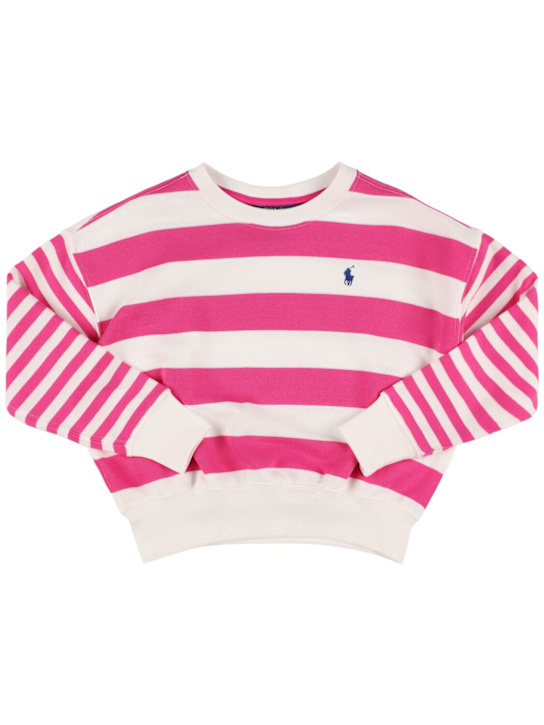 Polo Ralph Lauren: コットンブレンドスウェットシャツ - ホワイト/フクシャ - kids-girls_0 | Luisa Via Roma