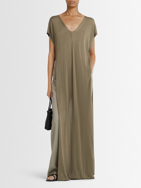The Frankie Shop: Mysia knit viscose blend long dress - Khaki - women_1 | Luisa Via Roma