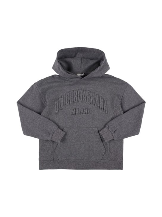 Dolce&Gabbana: Embroidered cotton sweatshirt - Grey - kids-boys_0 | Luisa Via Roma