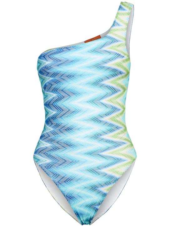 Missoni: Printed degradé one piece swimsuit - Blue/Green - women_0 | Luisa Via Roma