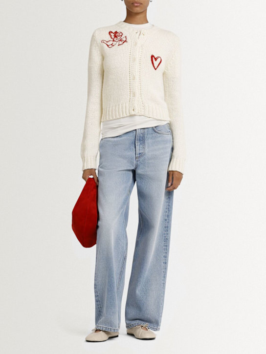 Fiorucci: Cupid embroidered crop cardigan - Off White - women_1 | Luisa Via Roma