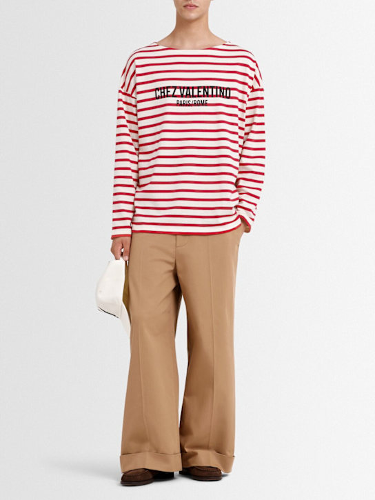 Valentino: Cotton gabardine pants - Light Camel - men_1 | Luisa Via Roma