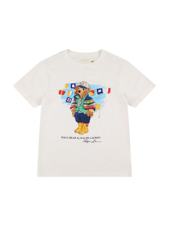Polo Ralph Lauren: T-shirt in jersey di cotone con stampa - kids-boys_0 | Luisa Via Roma