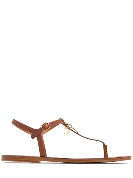 Chloé: Charms leather thong sandals - Ginger Brown - women_0 | Luisa Via Roma