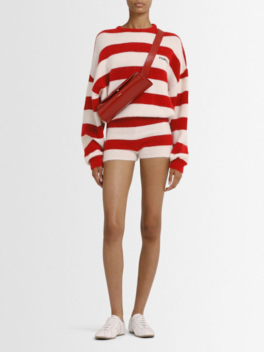 Fiorucci: Striped wool blend knit shorts - Red Stripes - women_1 | Luisa Via Roma