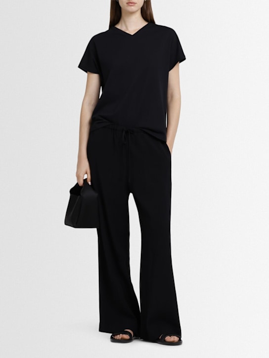 Toteme: Woven stripe drawstring pants - Black - women_1 | Luisa Via Roma