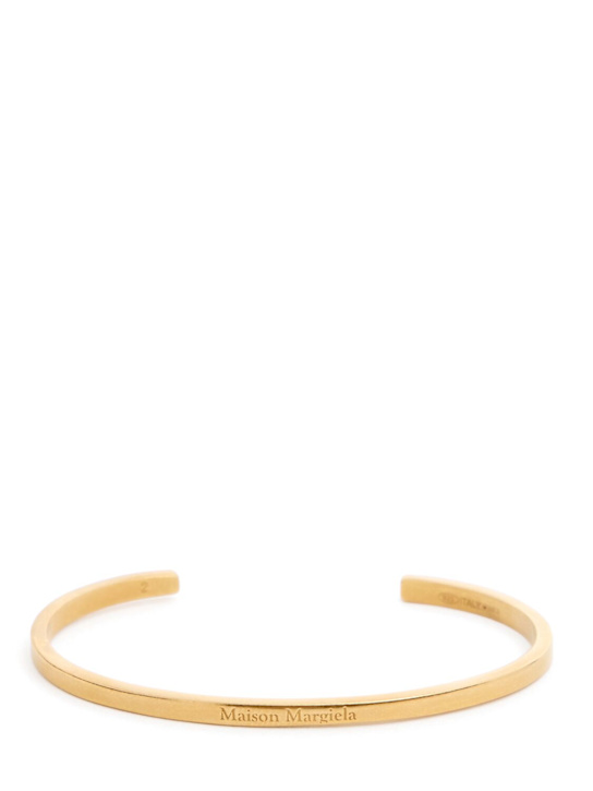 Maison Margiela: 3mm Logo engraved slim cuff bracelet - women_0 | Luisa Via Roma