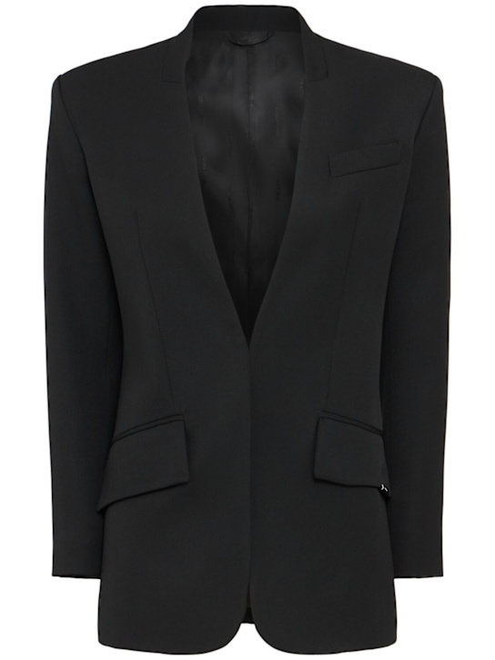 The Attico: Virgin wool gabardine blazer - Black - women_0 | Luisa Via Roma