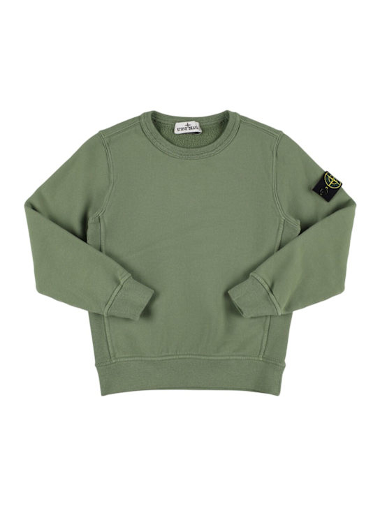 Stone Island Junior: Organic cotton sweatshirt - Sage - kids-boys_0 | Luisa Via Roma