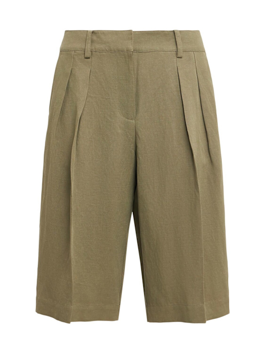 The Frankie Shop: Bilbao pleated Bermuda shorts - Khaki - women_0 | Luisa Via Roma