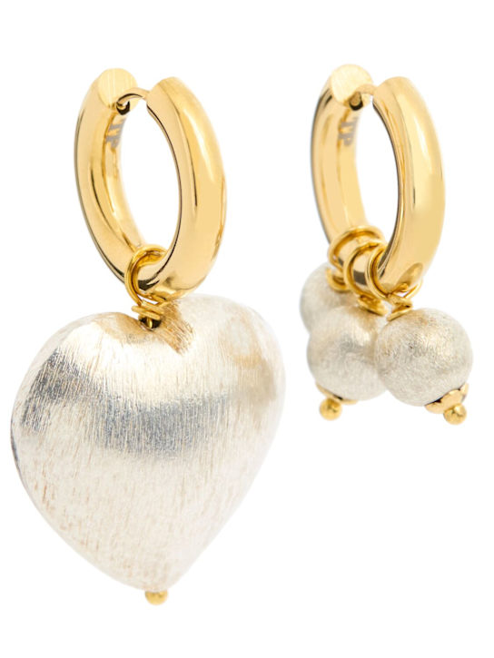 Timeless Pearly: Heart & beads mismatched earrings - women_0 | Luisa Via Roma