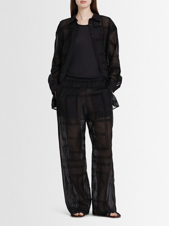 Toteme: Monogram cotton & silk pajama pants - Black - women_1 | Luisa Via Roma
