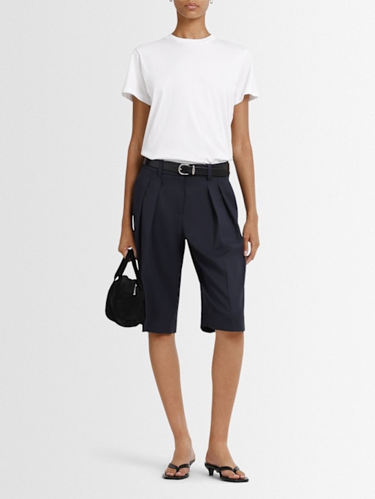 The Frankie Shop: Bilbao pleated wool blend Bermuda shorts - women_1 | Luisa Via Roma