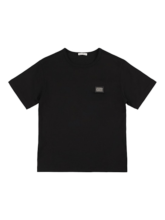 Dolce&Gabbana: Camiseta de algodón jersey - Negro - kids-boys_0 | Luisa Via Roma